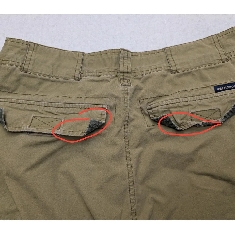Y2K Abercrombie & Fitch Paratroops Cargo Shorts Mens M Khaki Tan Multi Pocket